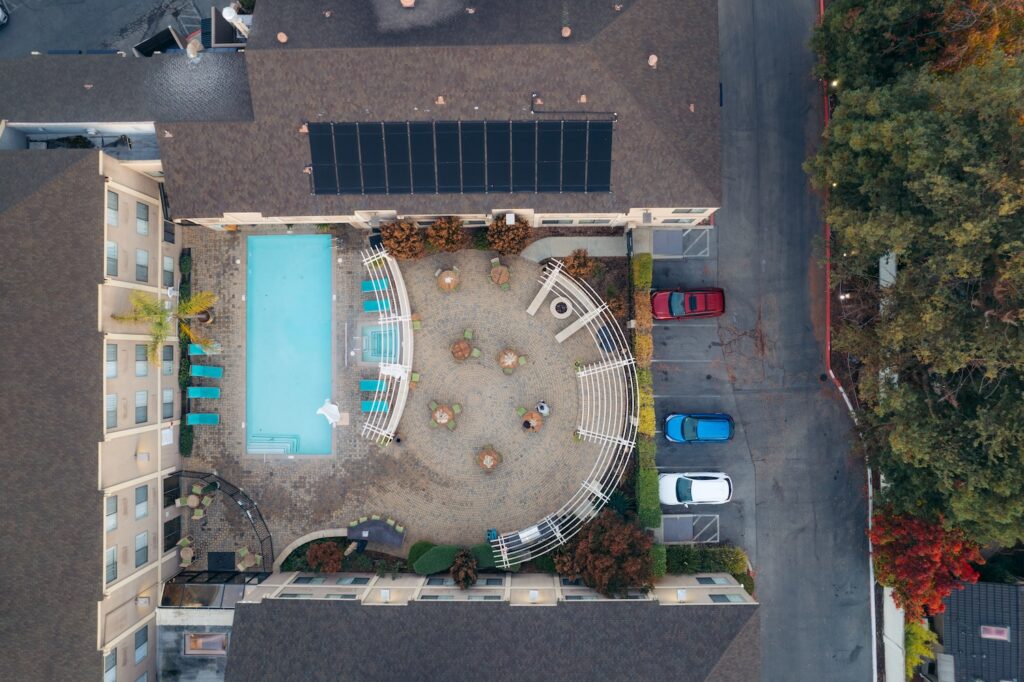 Aerial view of pool