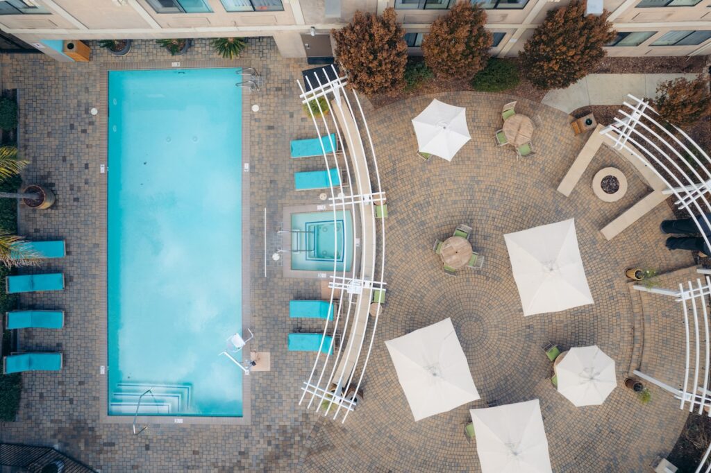 Aerial view of pool